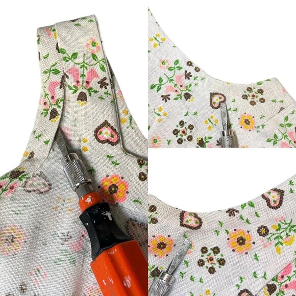 70s Vintage Novelty Print Dirndl Folk Dress Heart Pattern Twee Cottage Peasant. - Picture 10 of 13